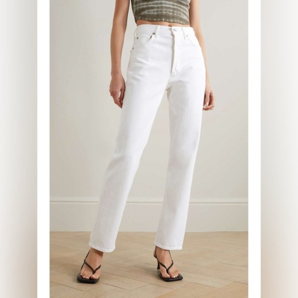 AGOLDE 90s Pinch Waist High Rise Straight Leg Organic Jeans in White Sz. 24